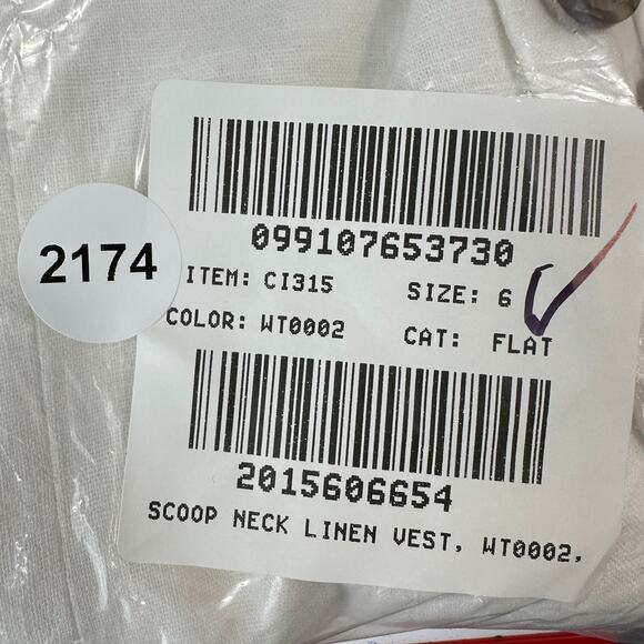 J.Crew Button Front Linen Blend Vest 6 White Sleeveless V-Neck Breathable Lined - Picture 11 of 11